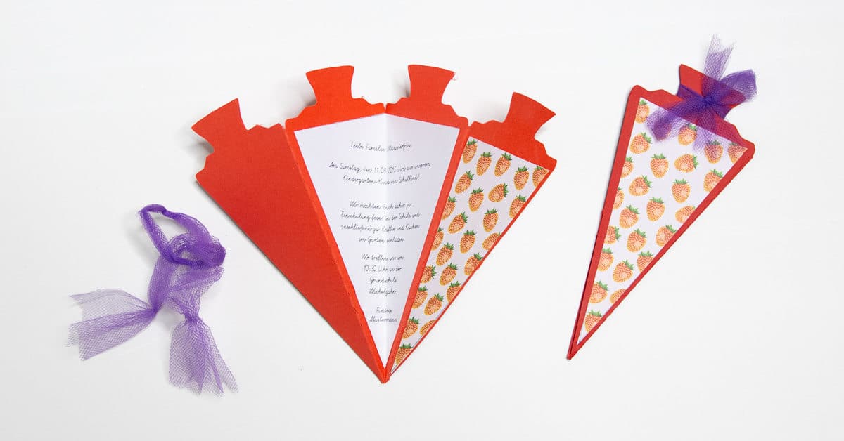 EINLADUNG ZUR EINSCHULUNG SCHULTÜTE ERDBEERE ⋆