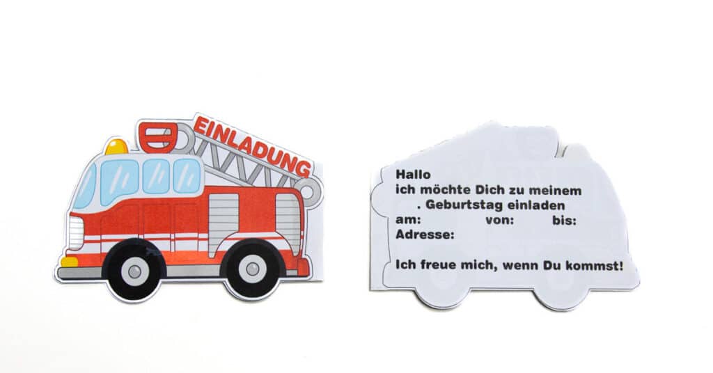 Feuerwehr Einladung kostenlos Vorlage selbst drucken Geburtstag Kinder