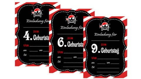 Einladung Piraten Geburtstag 4 5 6 7 8 9 kostenlos selbst drucken Alter