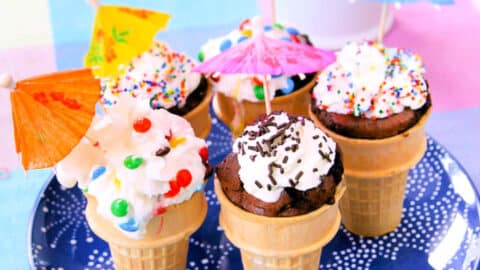 Eishörnchen muffins cupcakes in Eiswaffeln Rezept Kindergeburtstag feiern