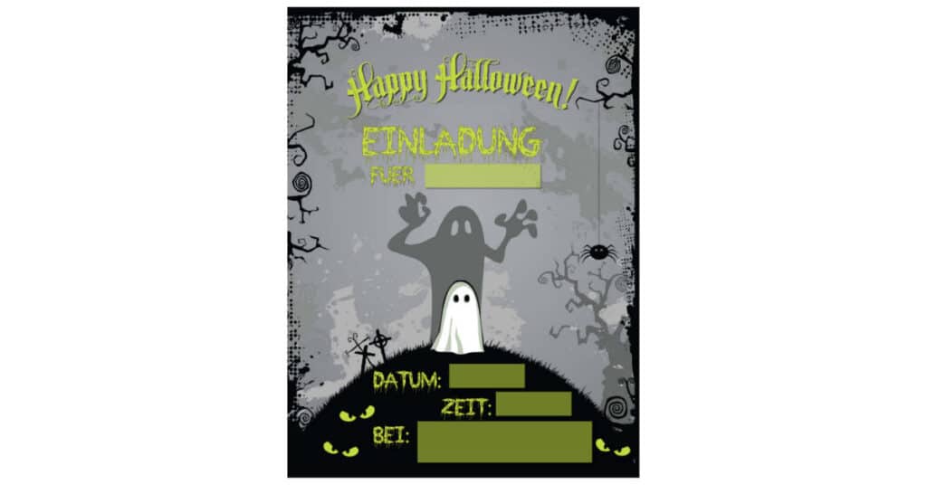 Halloween Einladung Party selber drucken kostenlos karte