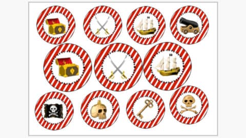 Druckvorlage kostenlos für Dekoration Piratengeburtstag becher