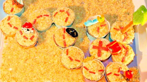 essbare Schatzkarte aus cupcakes / muffins Piratengebrutstag Schatzsuche