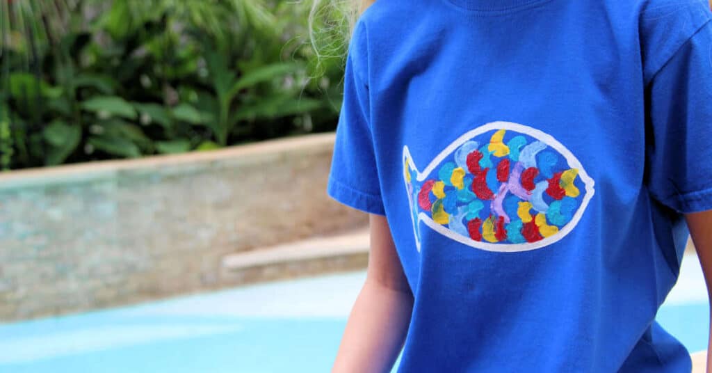T-Shirt bedrucken Fisch selber machen Kindergeburtstag basteln