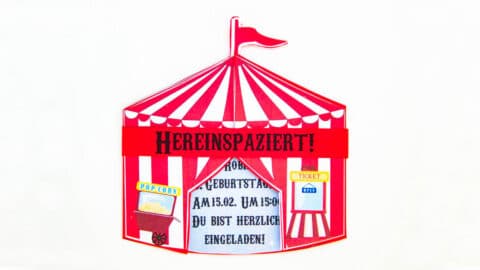 Zirkus Einladung Kindergeburtstag basteln selbst drucken vorlage