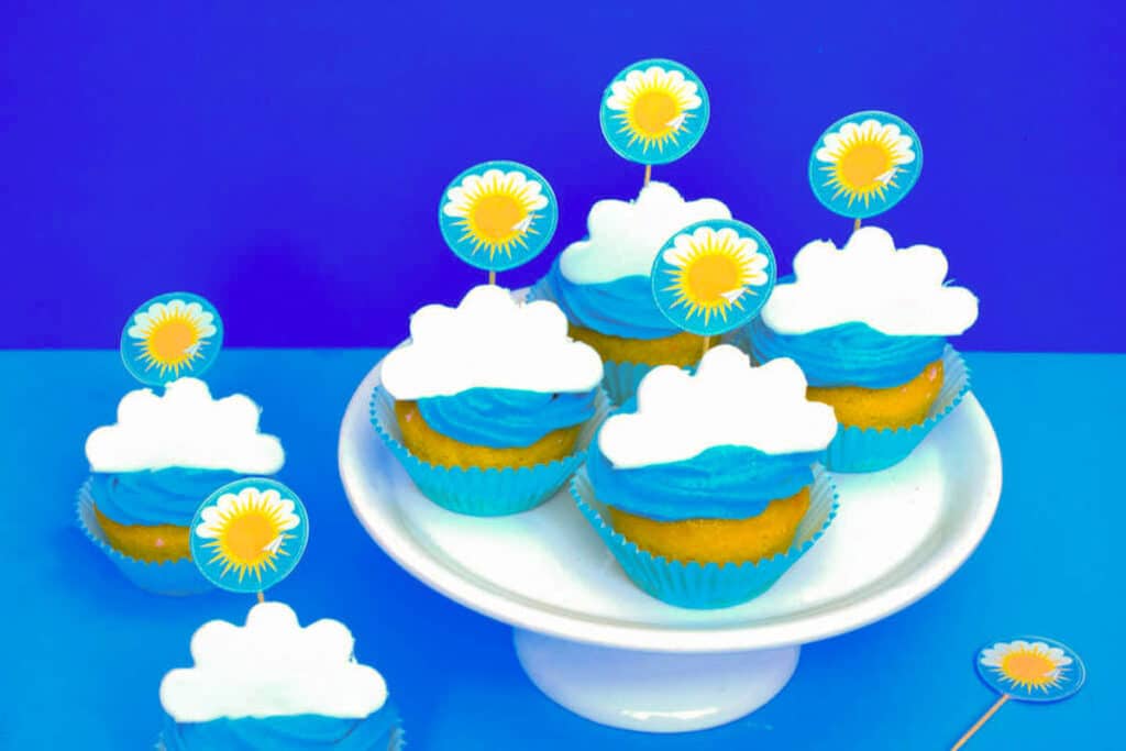 Papierflieger Cupcake Deko sonne